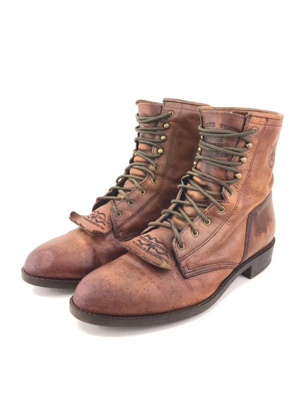 Ariat Heritage Brown Leather Kiltie Western Lacer Boots 11